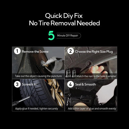 Xguider Tire Repair Glue Kit 100ml + 20pcs 2-Size Rubber Nail Plug, Fast Drying Waterproof Black Rubber Cement, Heavy Duty Emergency Tire Repair for Car Motorcycle SUV Truck ATV Tractor