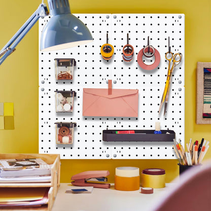 6Pcs Peg board, Pegboard Wall Organizer Panels, Wall Mount Display Small Pegboard Kits, Pegboard, Peg Boards for Wall Craft Room, for Kitchen, Garage, Workshop, Tool Accessories - White Pegboard