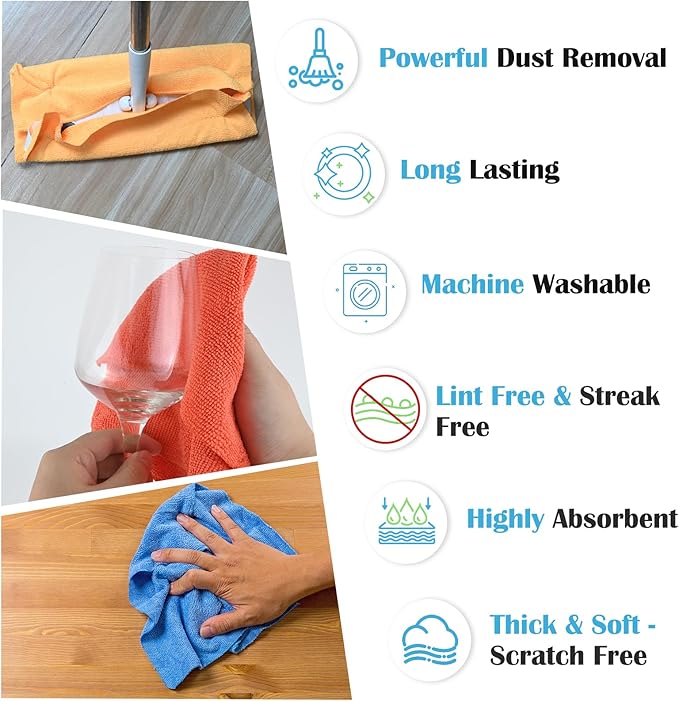 Microfiber Cleaning Cloth, 50 Pack Cleaning Rags