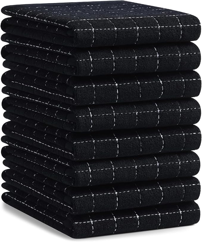 Homaxy 100% Cotton Terry Kitchen Towels, Checkered Designed, Soft and Super