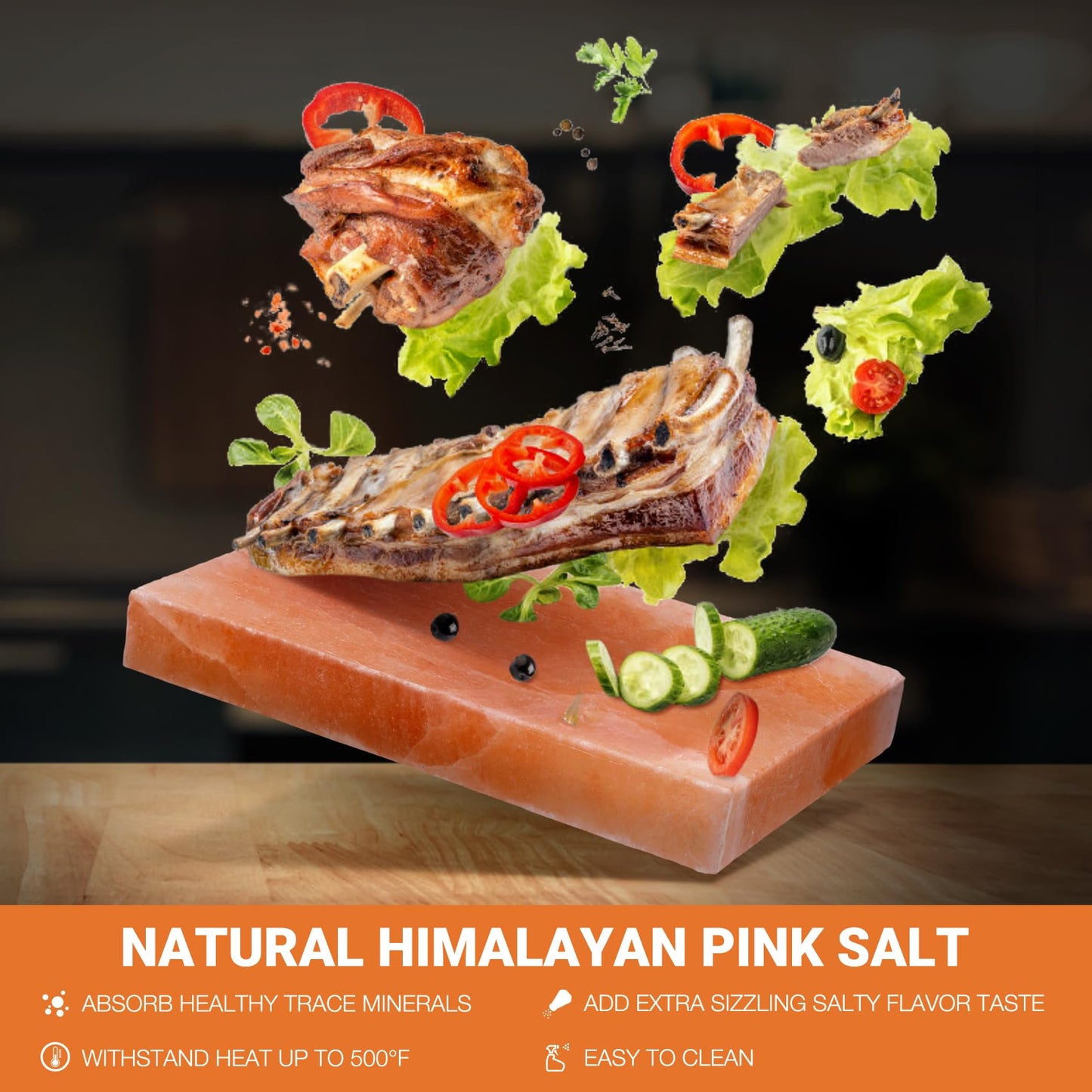 Onlyfire Himalayan Salt Block For Grilling, Cooking, Searing, Cutting and Serving, 12" X 8" X 1.5" Food Grade Himalayan Pink Salt Stone Natural Salt Rock, BBQ Cooking Gifts for Cooks, Men, Women, Chef