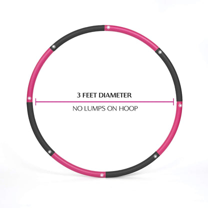HEALTHYMODELLIFE Exercise Fitness Hoop for Adults - Easy to Spin, Premium Quality and Soft Padding Weighted Hoop - Detachable Hoops for Home & Gym Workouts - 2lbs