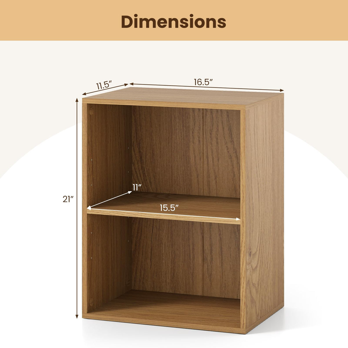Giantex 2-Cube Bookshelf, 2-Layer Storage Shelf Bookcase w/Large-Capacity Open Storage Space for Living Room Bedroom Study Office, Multi-Functional Furniture Display Cabinet, Natural