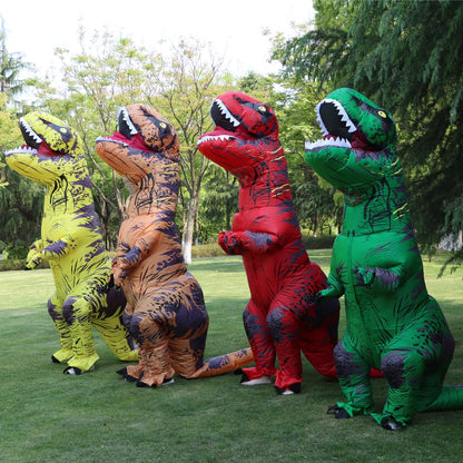 JASHKE Inflatable Dinosaur Costume Adult Blow up Trex Costumes Inflatable Dino Suit Halloween Costumes Fancy Dress for Adult (brown)
