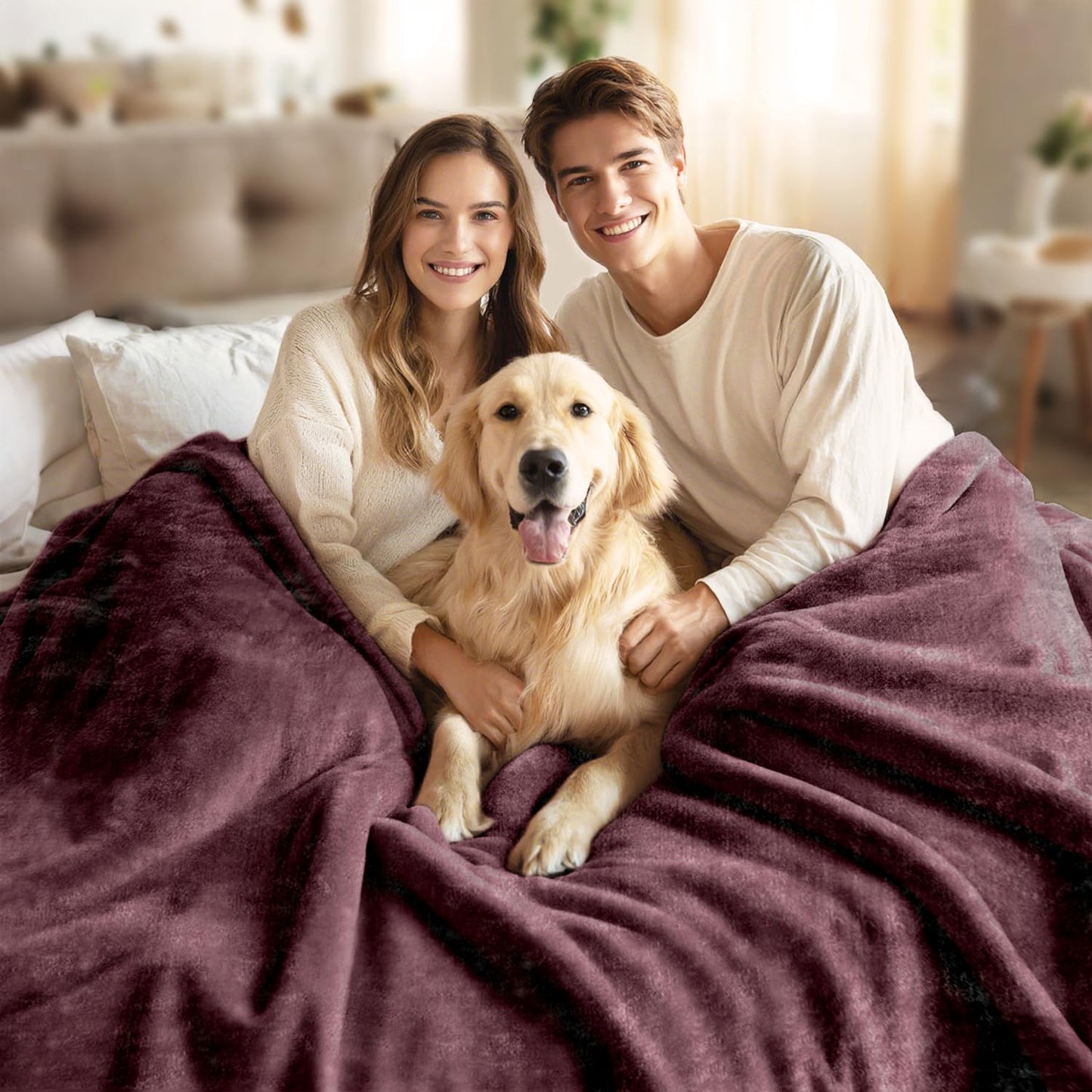 JYK Fleece Plush Blanket, Korean Mink, Queen 79" x 91" - Super Soft, Warm, Lightweight, Cozy Fuzzy Solid Color Brown