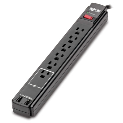 Eaton Tripp Lite series 6 Outlet Surge Protector Power Strip, 6ft Extension Cord, 900 Joules, 15A Circuit Breaker, UL Certified, Black (TLP606B)