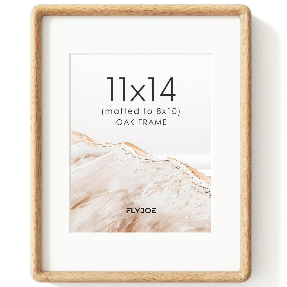 FLYJOE 11x14 Picture Frame, Natural Solid OAK Wood Photo Frame with HD Tempered Glass, Rounded Corner Frame 11 x 14 Matted to 8x10, Gallery Wall Frames for Art, Horizontal or Vertical Wall Mounting