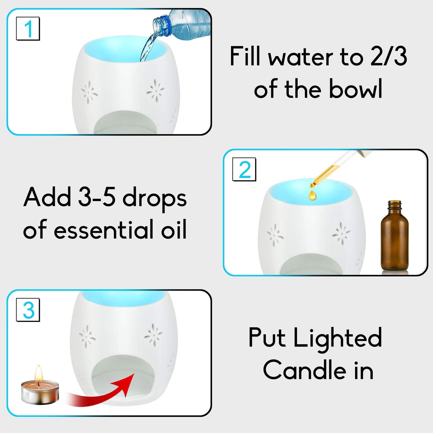 Billion Deals Ceramic Tealight Holder Essential Oil Burner Aromatherapy Wax Candle Tart Burner Warmer Diffuser