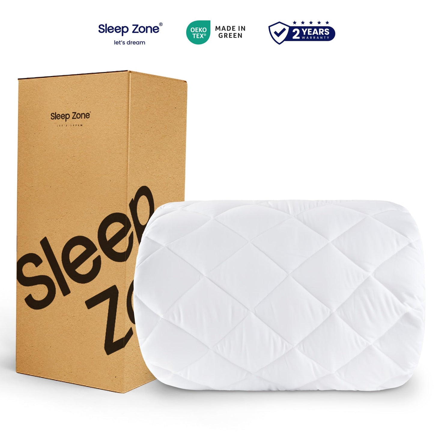 SLEEP ZONE Cooling Mattress Pad King Non Slip, Breathable Bed Cover with Down Alternative Filling Mattress Protector, Easy Washable (White, King, 78x80)