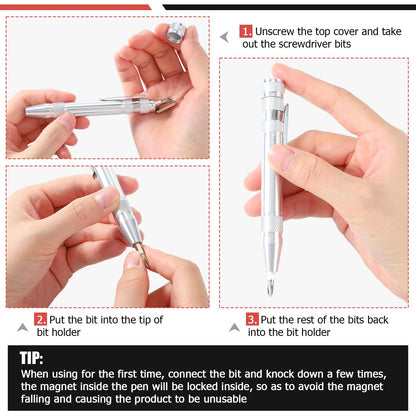 Mudder Pen Screwdriver Gifts Multitool Handy Tool 8 in 1 Magnetic Pocket Screwdriver Precision Function for Mini Gadgets(12 Pieces)