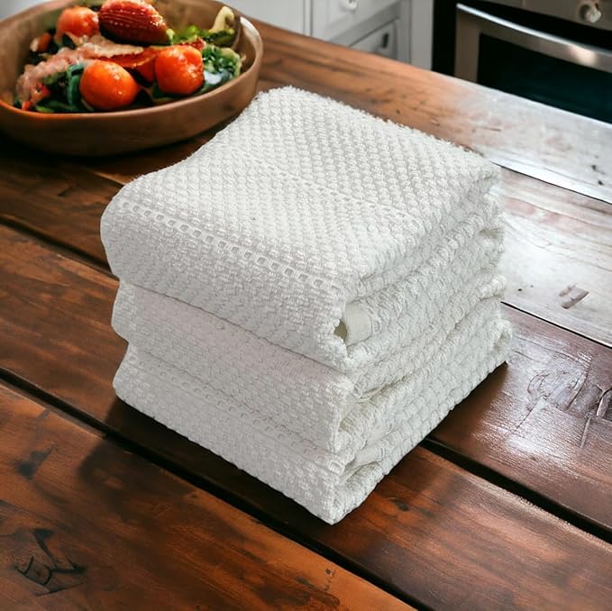 Serafina Home White Kitchen Hand Dish Towels: 100% Cotton Cloth Soft Cleaning