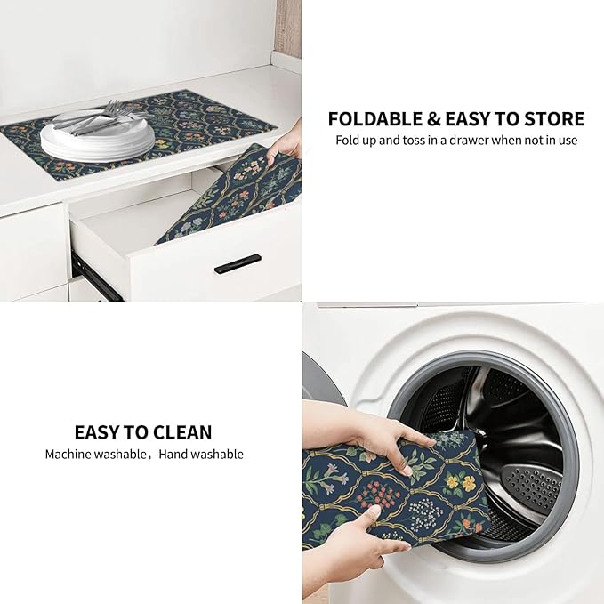 2Pcs Dish Drying Mats Faucet Mats Sets Large Size Coffee Mats Sink Faucet Mat