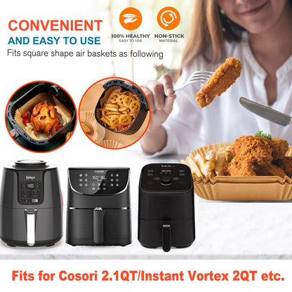 Air Fryer Liners Disposable 9 Inch, 9 inch Air Fryer Liners 125 Pcs Large Square Air Fryer Paper Liners for 5QT 6qt 8QT Air Fryer, Non-stick Parchment Paper for Frying, Baking