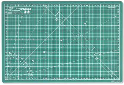 Elan A3 Cutting Mat Green, 5-Ply Hobby Board for Crafts 44X30 CM, Self Healing Cutting Mat A3, Recycled PVC Craft Board for Sewing & Quilting