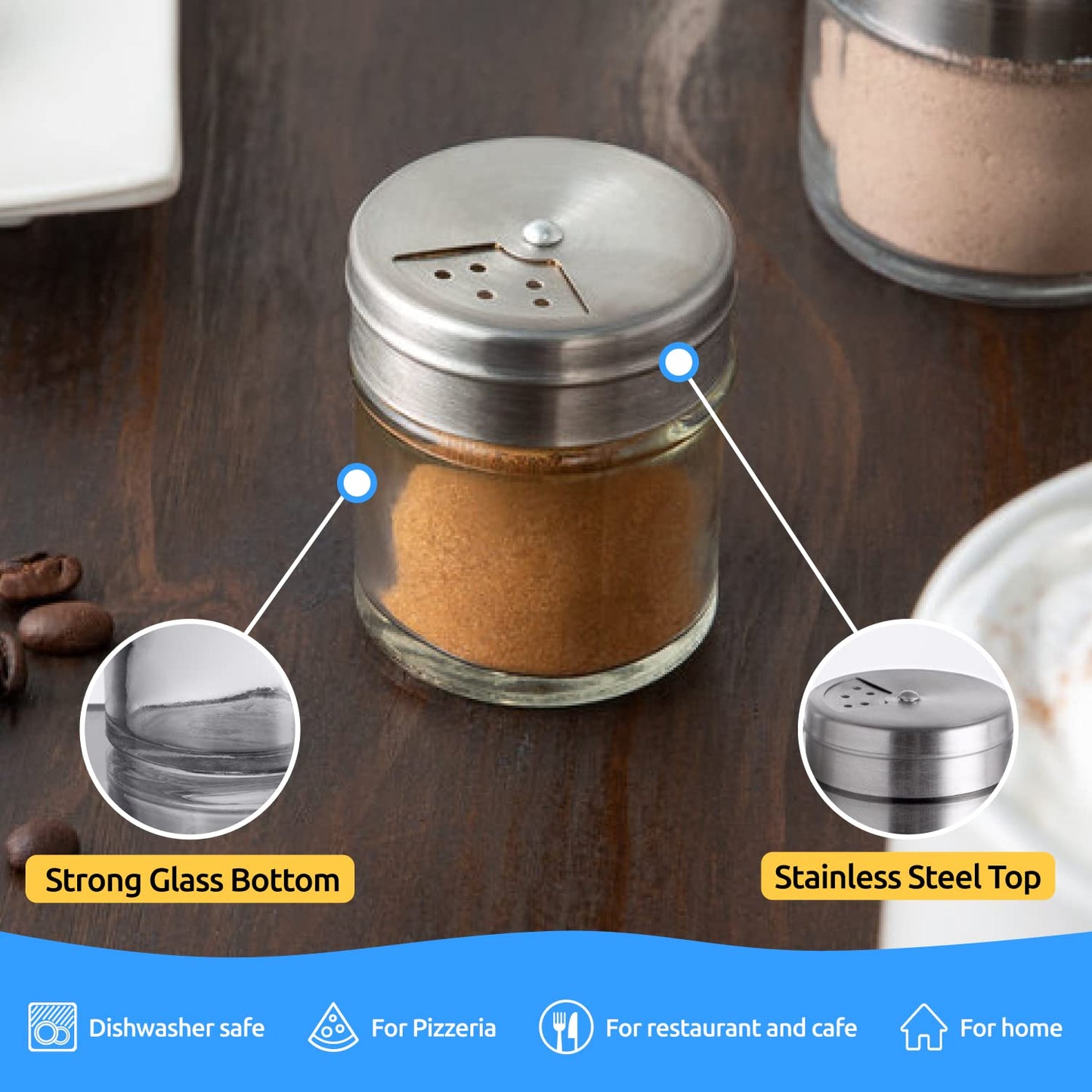 4-Pack 1.5oz Glass Spice Seasonings Shaker With Adjustable Lid