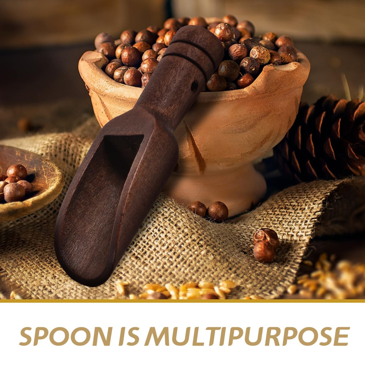 Unomor 6-Piece Mini Wooden Spice Spoons 3" Set – Dark-Brown Ergonomic Handle for Precise Salt, Tea & Candy Scooping – Compact Reusable Utensils for Jars, Home Kitchen, Café & Gift