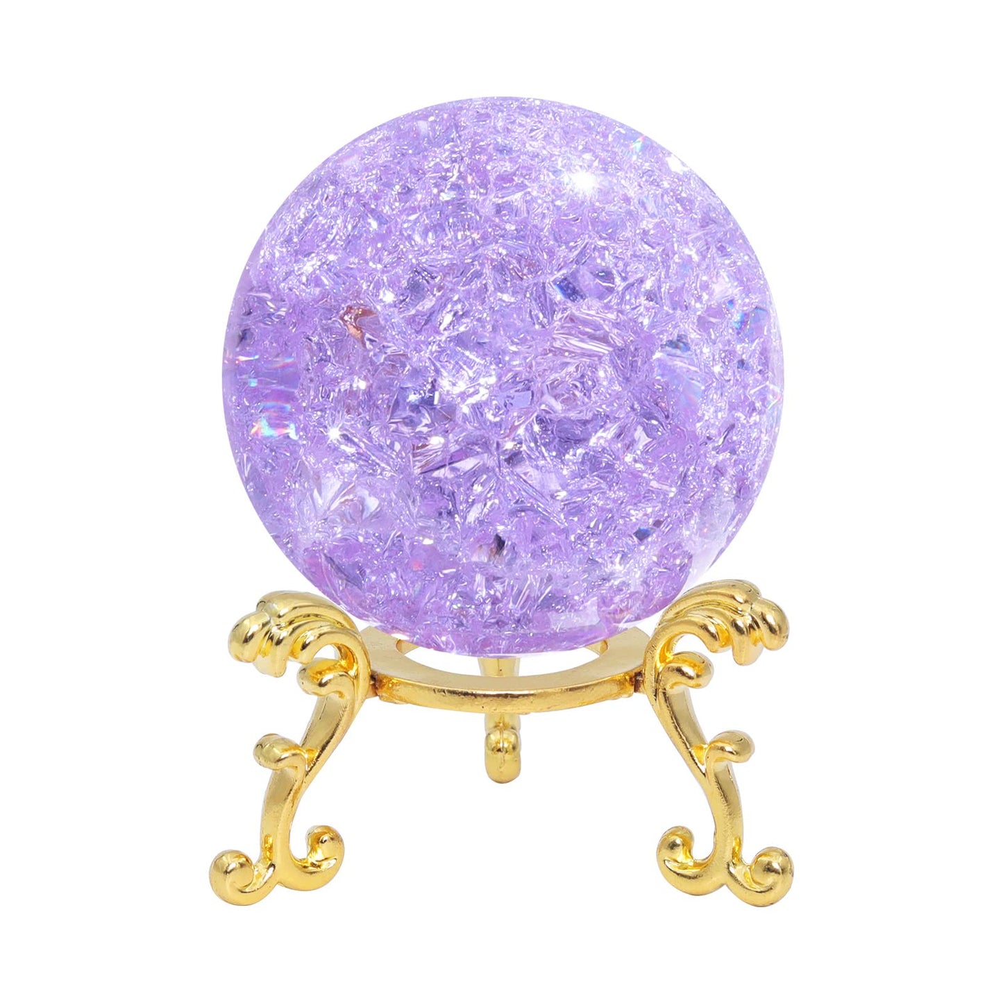 LONGWIN 60mm Ice Cracked Crystal Ball Decorative Glass Ball Home Decor Ornaments (Purple)