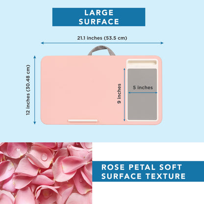 LAPGEAR Home Office Lap Desk with Device Ledge, Mouse Pad, and Phone Holder - Pink - Fits up to 15.6 Inch Laptops - Style No. 91584