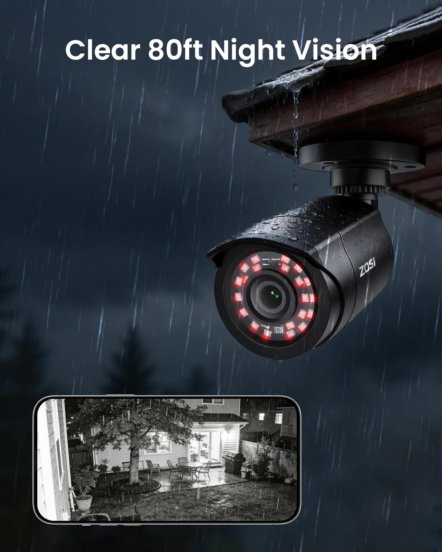 ZOSI 3K Lite 8CH Home Security Camera System Outdoor Indoor,AI Human/Vehicle Detection,Night Vision,H.265+ 5MP Lite 8 Channel CCTV DVR,8pcs 1080P 1920TVL Surveillance Bullet Cameras (No Hard Drive)