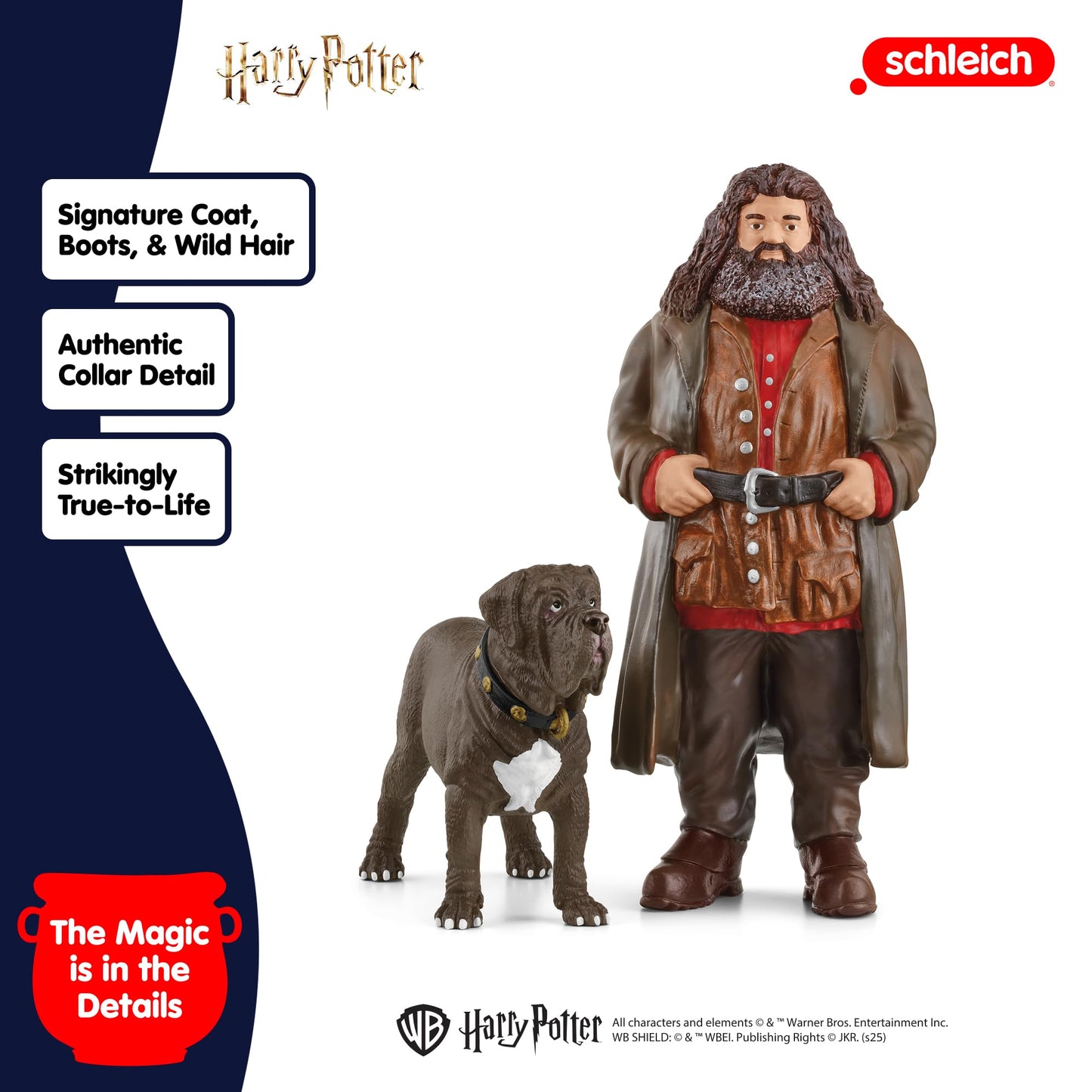 Schleich Harry Potter - Hagrid and Fang the Dog Figurines - 2 PC Harry Potter Set - Wizarding World Collectible Figures for Kids and Adults - Toys for Ages 6+ | 42638