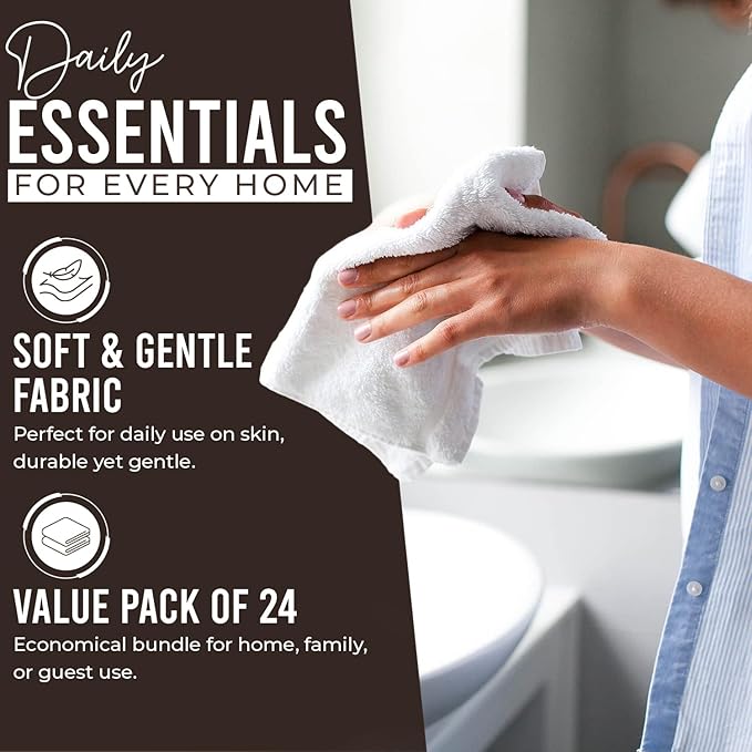 DAN RIVER 24 Pack Wash Cloths for Showering