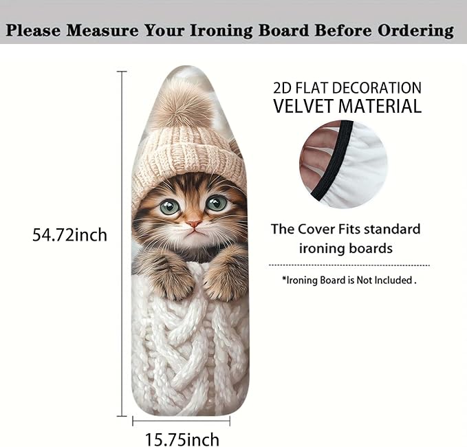Nuxovilar Cute Kitten in Knitted Outfit Ironing Board Cover, This Cover Fits