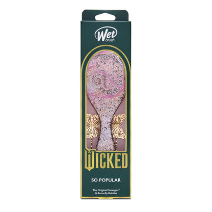 Wet Brush Original Detangler Hair Brush Glinda (Wicked) Kit - Ultra-Soft IntelliFlex Bristles - Detangling Brush Glides Through Tangles For All Hair Types (Wet Dry & Damaged) - 1 Brush & 2 Barrettes