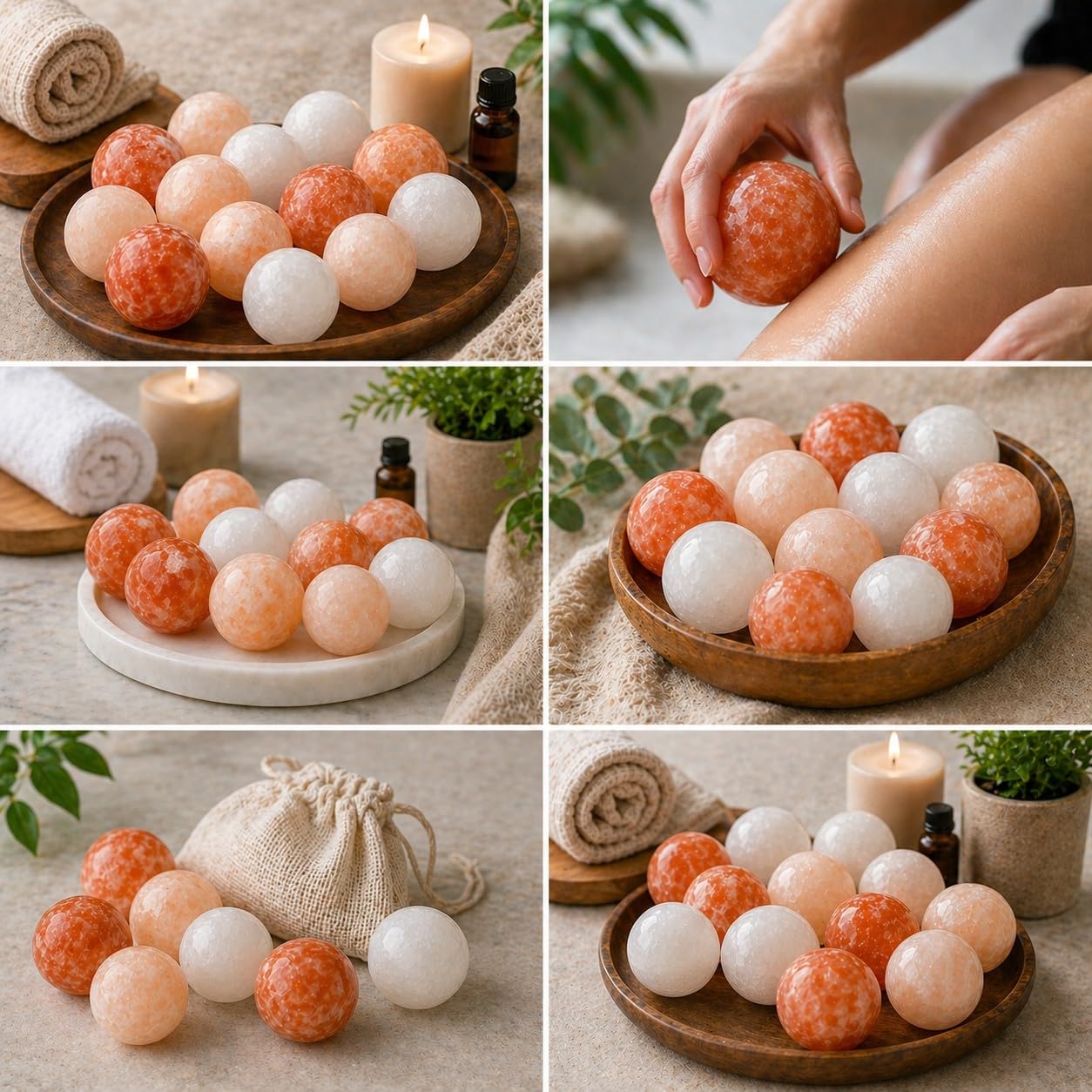 Himalayan Salt Massage Balls – 10 Pack | Natural Pink Salt Massage Spheres for Hot & Cold Therapy, Spa, Muscle Relaxation & Self-Care