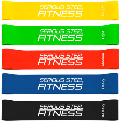 Serious Steel Fitness Mini Resistance Loop Bands | Rehab and Prehab Stretch Bands | 12" Exercise Workout Bands (Sets of 5 Pack and Sets of 10 Pack Trainer Options Available!)