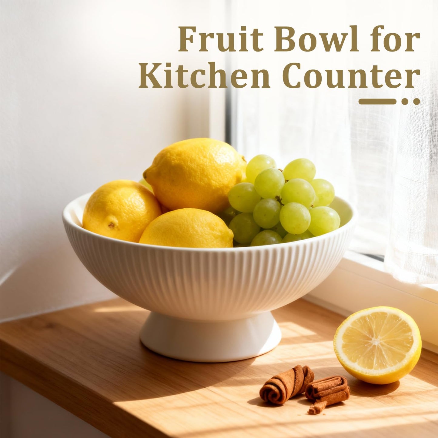 Gutedeal Small Decorative Bowl 8 Inch Multi-Use White Ceramic Fruit & Key Bowl for Kitchen, Entryway, Centerpiece Modern Handcrafted Home Decor Pedestal Bowl & Wedding Gift