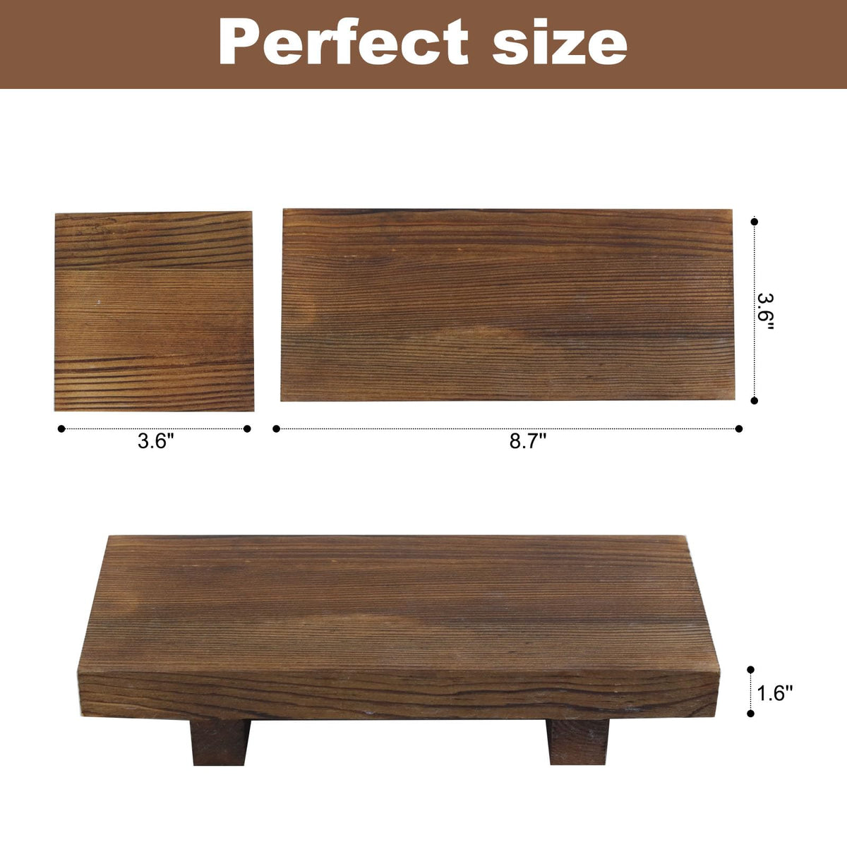 Klunk Wood Display Riser Set of 3, Rustic Farmhouse Countertop Stands