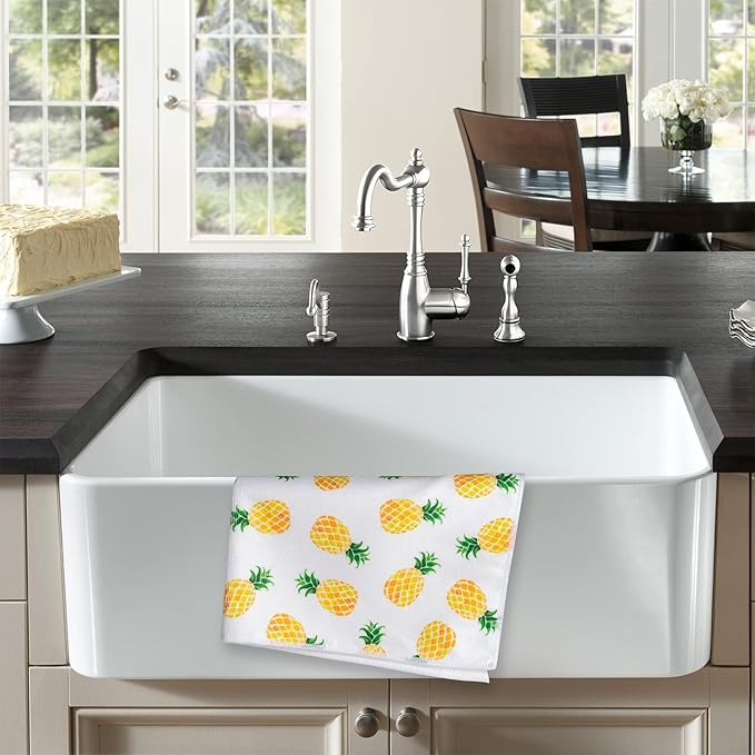 R HORSE 5Pcs Pineapple Kitchen Dish Towel Set Fruit Theme Absorbent Drying