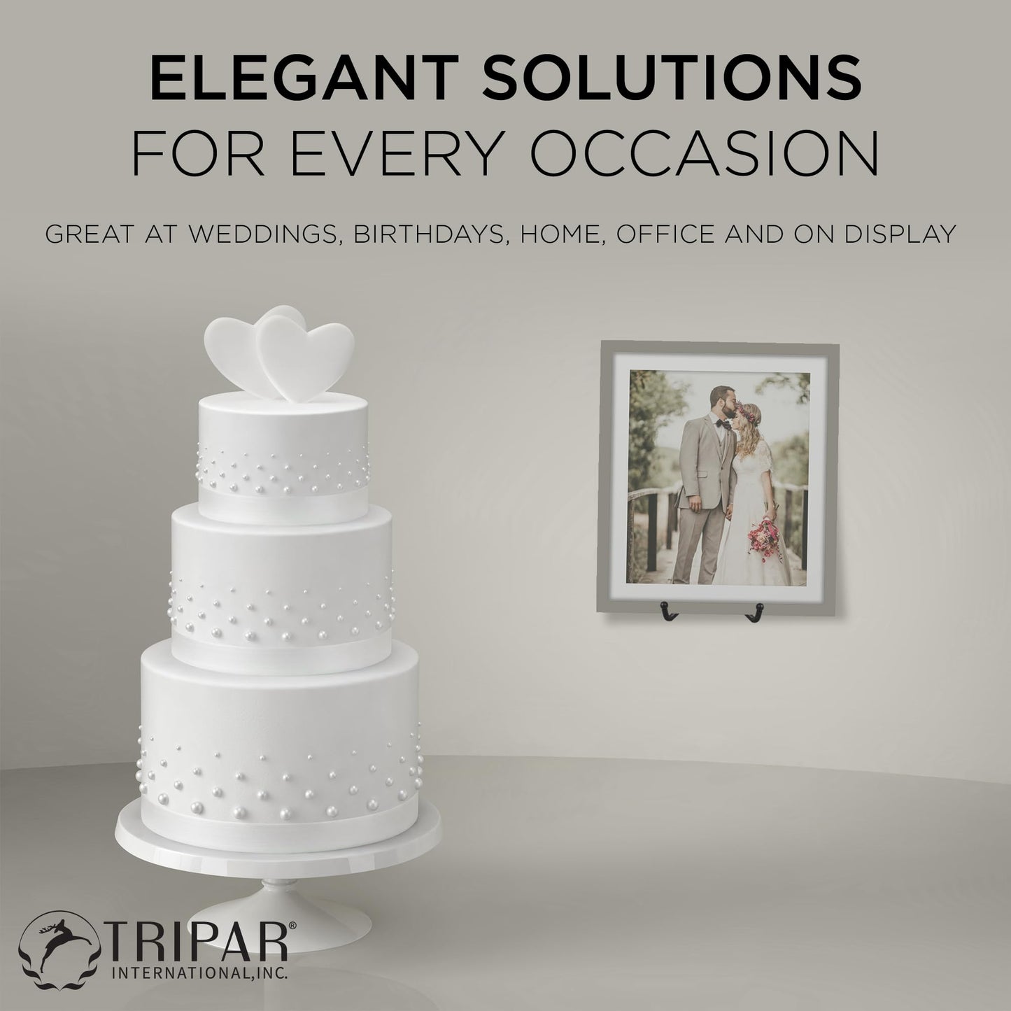 TRIPAR Decorative Scroll Rack, Large Black Display (8 Inch Depth) - Functions as Wall Rack or Tabletop Easel - Lightweight and Durable - Showcase Beautiful Plates, China, Artwork and More