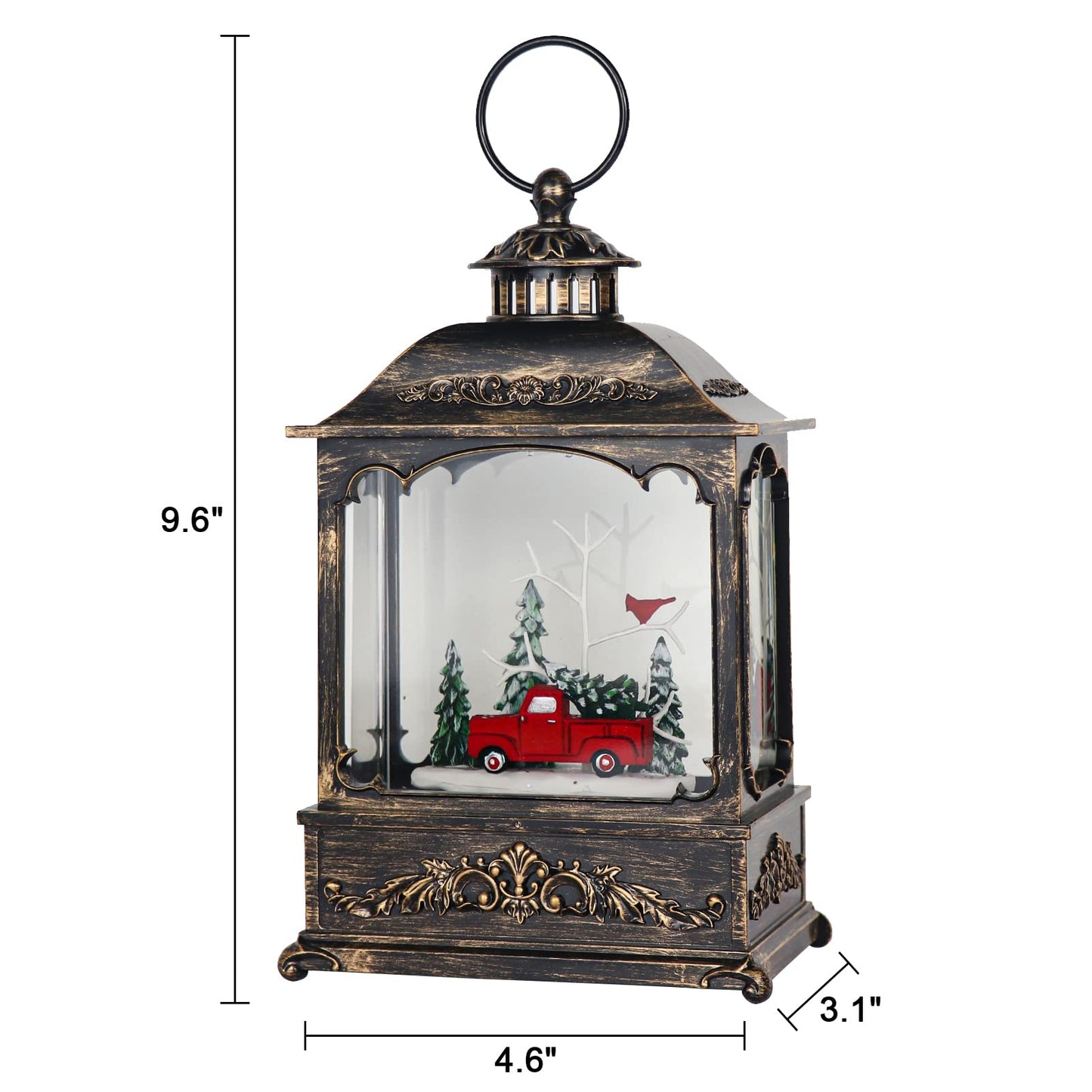 GenSwin Christmas Car Snow Globe Lantern Battery Operated Water Swirling Glitter with 6H Timer, Musical LED Lighted Scene for Christmas Home Decoration Gift