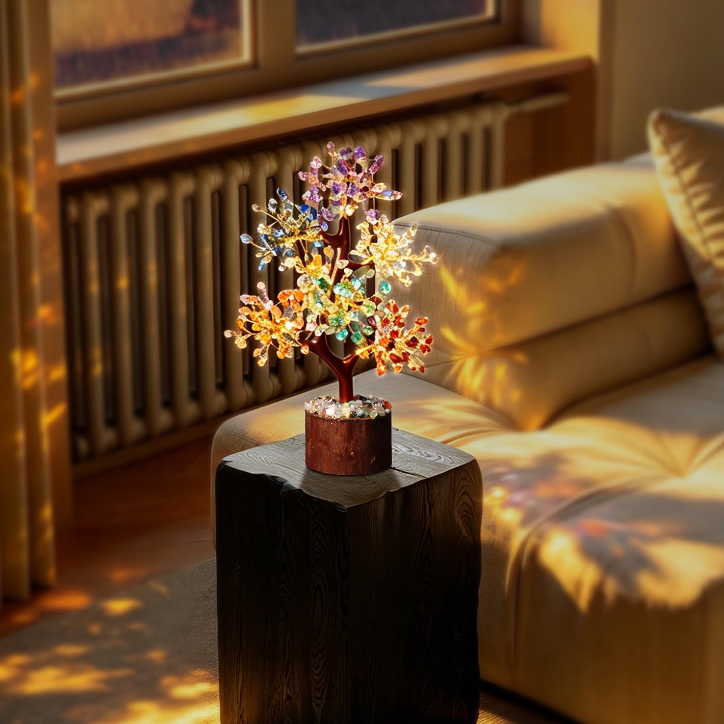 Crystal Tree of Life 7 Chakra Healing Crystals Trees for Home Decor, Office Desk Decor Artificial Bonsai Tree for Positive Energy, Money, Good Luck Birthday Gifts for Women, Mom