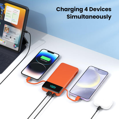 Portable Charger 50800mAh Power Bank with 3 Built in Cables,25W PD QC4.0 Fast Charging USB C Battery Pack,6 Outputs 2 Inputs Travel Essentials Portable Phone Charger for iPhone 17/16/15,Google,Android
