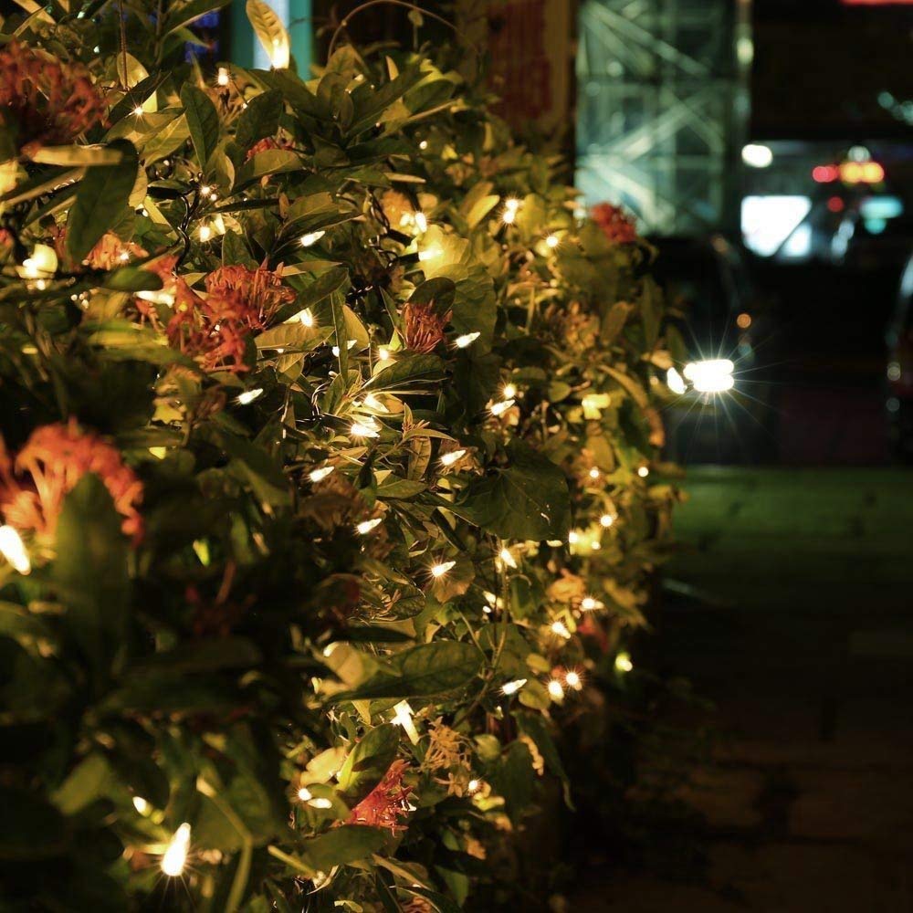 Christmas Lights with Timer - Battery Operated Outdoor String Lights 200 LED 8 Modes Clear Mini Lights Set for Wedding Party Home Garden Wreath, Waterproof, Warm White