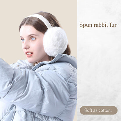 Airmoon Ear Muffs for Women - Winter Ear Warmers - Soft & Warm Cable Knit Furry Fleece Earmuffs - Ear Covers for Cold Weather (white)