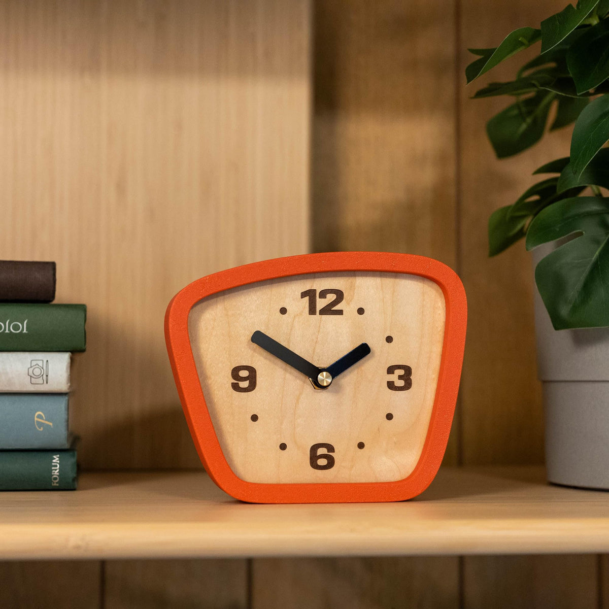 Little Top Creations Handcrafted Mid-Century Modern Clock – Silent Movement for Desk, Table & Mantel, No-Ticking Analog MCM Decor | Made in USA