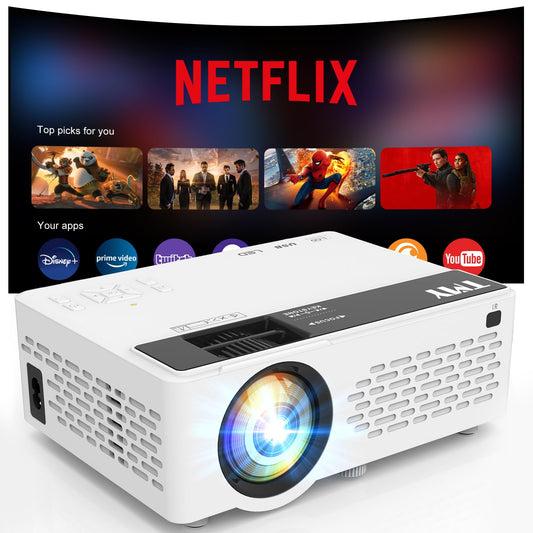 TMY Netflix-Officially-Licensed Mini Movie Projector with WiFi and Bluetooth, Compatible with TV Stick Smartphone/HDMI/USB, Indoor & Outdoor Use