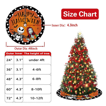 Halloween Tree Skirt 48 Inch Pumpkin Ghost Spooky Skeleton Tree Collar Halloween Decorations for Home Party