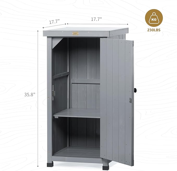 HABAU Outdoor Storage Cabinet for Patio, Garden Potting Bench Table with Shelves & Metal-Tabletop, Wooden Planting Work Station, Weatherproof