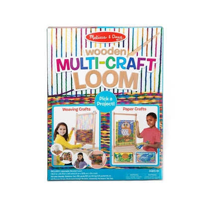 Melissa & Doug Wooden Multi-Craft Weaving Loom – Adjustable Wooden Frame with Oversized Needle & 83m Rainbow Yarn – Creative Arts & Crafts Kit for Kids Age 6 Plus
