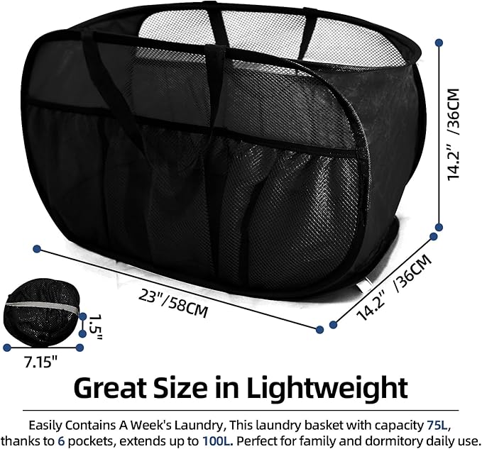 2 Pack Collapsible Laundry Baskets, Upgrade Pop Up Laundry Hamper