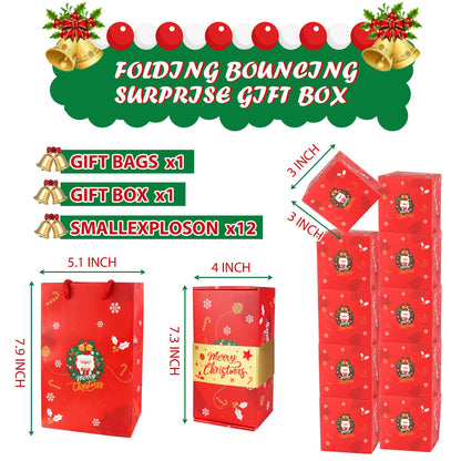 CSMGY Surprise Box Gift for Money, Christmas Surprise Gift Box Explosion, Folding Bouncing Gift Box for Christmas Birthday Anniversary, 12 Bounces Boxes (Red)