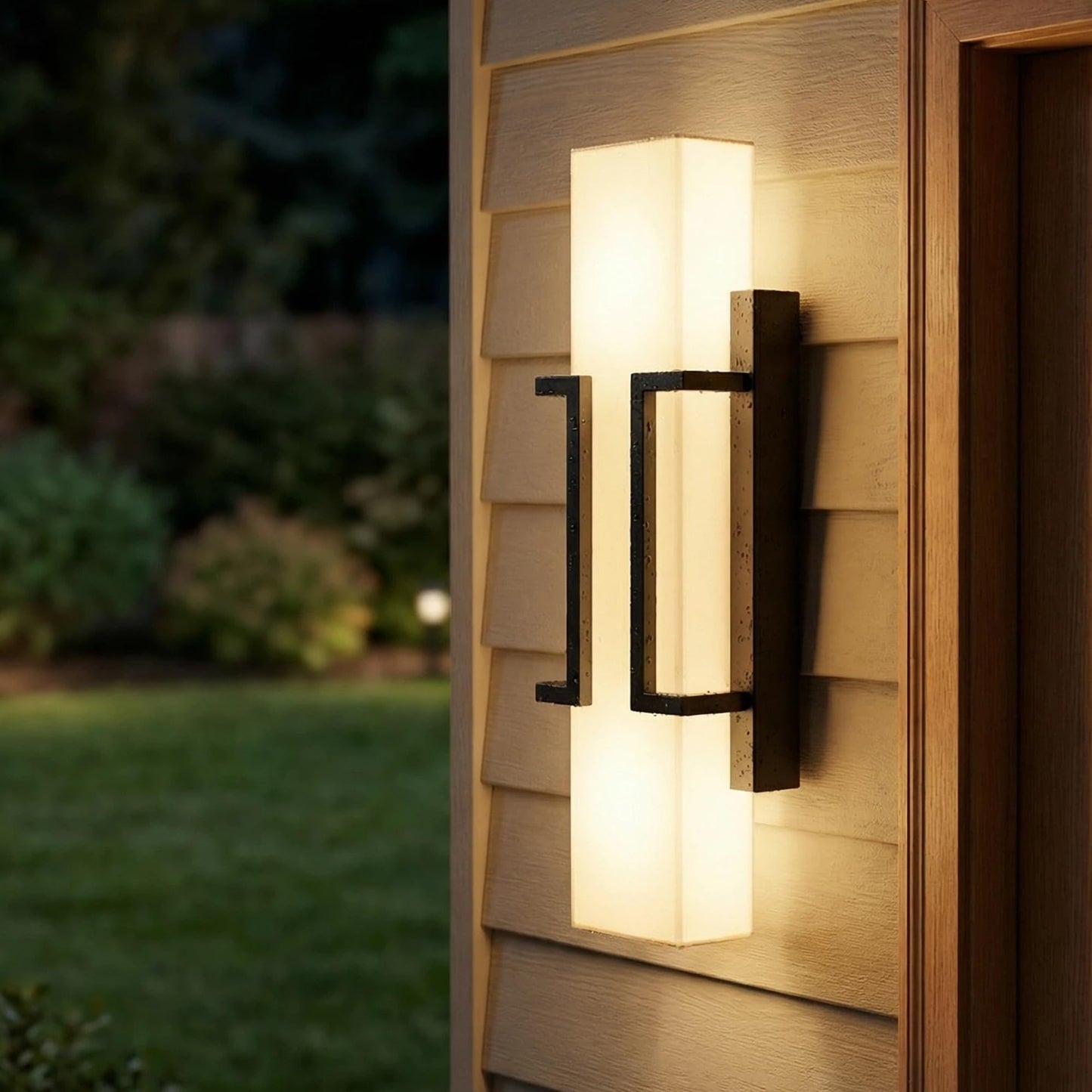 Hyunbae LED Wall Sconce Lights, 16" Modern Outdoor Light Fixture Wall Mount, Waterproof Porch Lamp for Outside, 3000K LED Exterior Lighting with White Glass for House Patio Front Porch Garage Entryway