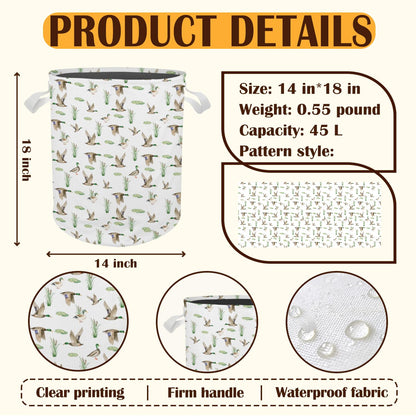 Cilrii Mallard Duck Nursery Laundry Basket, Farmhouse Waterfowl Mallard Ducks Laundry Basket Hamper Waterproof Collapsible Clothes Toys Storage Bin for Bedroom Bathroom Kids Room, Toybox for Boys