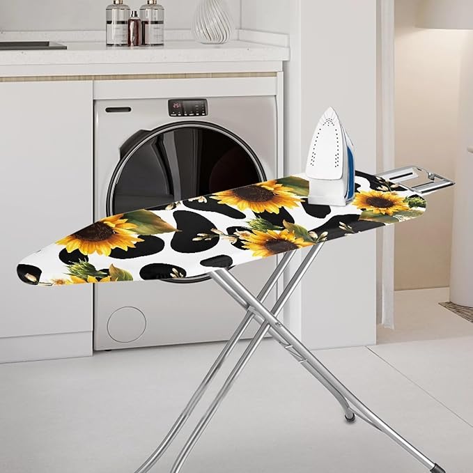 Sunflower Cow Print Ironing Board Cover and Pad Standard Size Resist Scorching