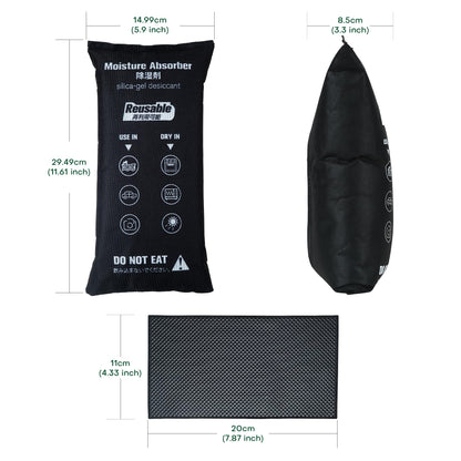 CONOPU Car Dehumidifier Bag Reusable, 1KG Moisture Absorber for Windscreen Covers Frost, Silica Gel Packets Includes Anti Slip Mat, Prevents Condensation and Mold, Ideal for Use in Home, Wardrobe, Car