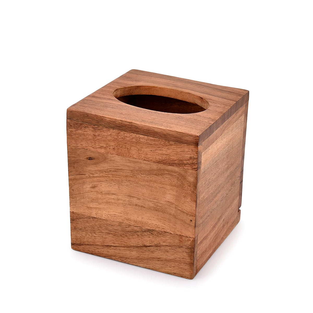 NIRMAN Acacia Wood Square Tissue Box with Slide-Out Bottom for Bathroom, Bedroom, Dinner Table, Office (5.5" x 5.5" x 6")